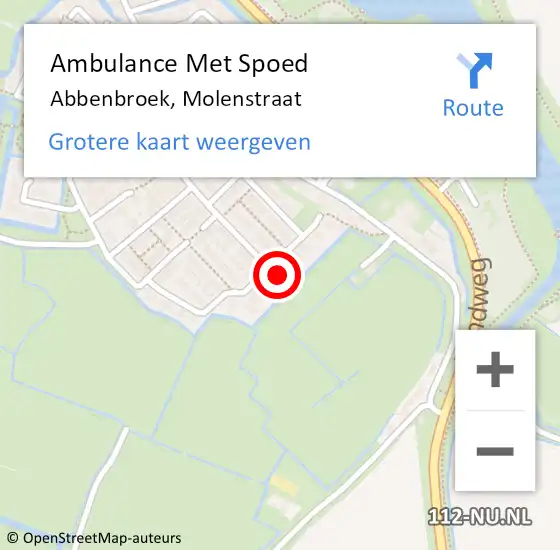 Locatie op kaart van de 112 melding: Ambulance Met Spoed Naar Abbenbroek, Molenstraat op 17 januari 2022 09:36