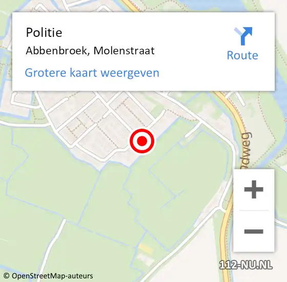 Locatie op kaart van de 112 melding: Politie Abbenbroek, Molenstraat op 17 januari 2022 09:37