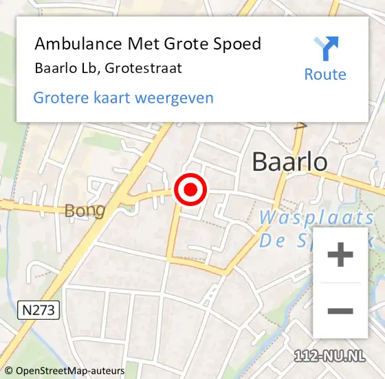 Locatie op kaart van de 112 melding: Ambulance Met Grote Spoed Naar Baarlo Lb, Grotestraat op 5 juli 2014 14:20