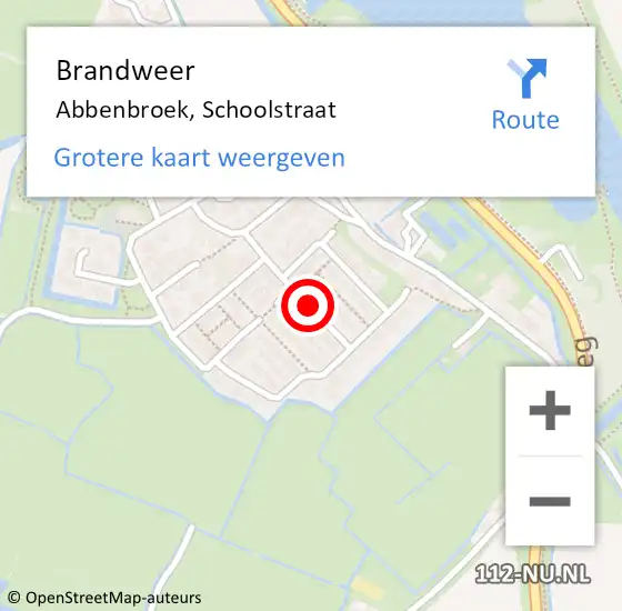 Locatie op kaart van de 112 melding: Brandweer Abbenbroek, Schoolstraat op 17 januari 2022 10:30