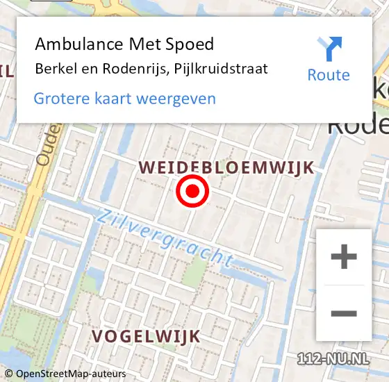 Locatie op kaart van de 112 melding: Ambulance Met Spoed Naar Berkel en Rodenrijs, Pijlkruidstraat op 17 januari 2022 10:43