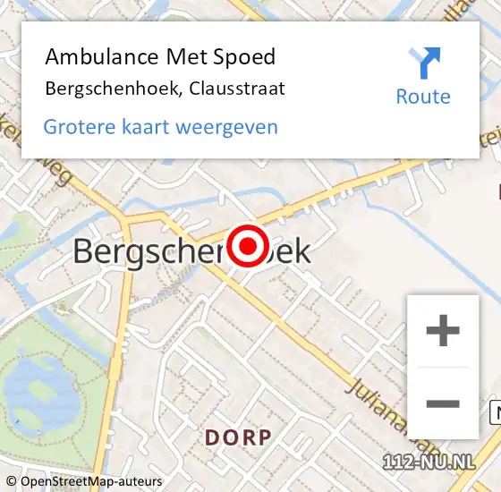 Locatie op kaart van de 112 melding: Ambulance Met Spoed Naar Bergschenhoek, Clausstraat op 17 januari 2022 10:48