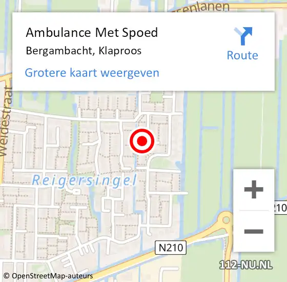 Locatie op kaart van de 112 melding: Ambulance Met Spoed Naar Bergambacht, Klaproos op 17 januari 2022 10:53