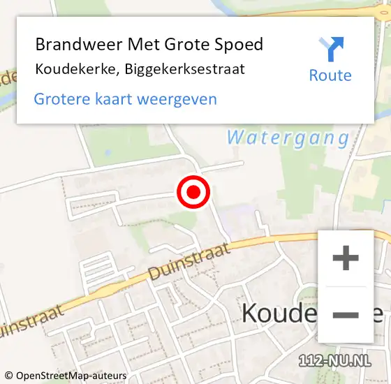 Locatie op kaart van de 112 melding: Brandweer Met Grote Spoed Naar Koudekerke, Biggekerksestraat op 17 januari 2022 11:01