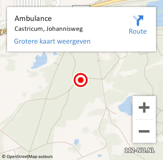 Locatie op kaart van de 112 melding: Ambulance Castricum, Johannisweg op 17 januari 2022 11:02