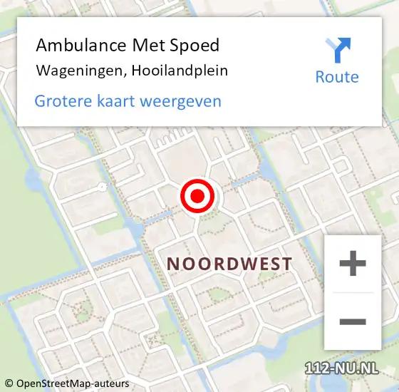 Locatie op kaart van de 112 melding: Ambulance Met Spoed Naar Wageningen, Hooilandplein op 17 januari 2022 12:06