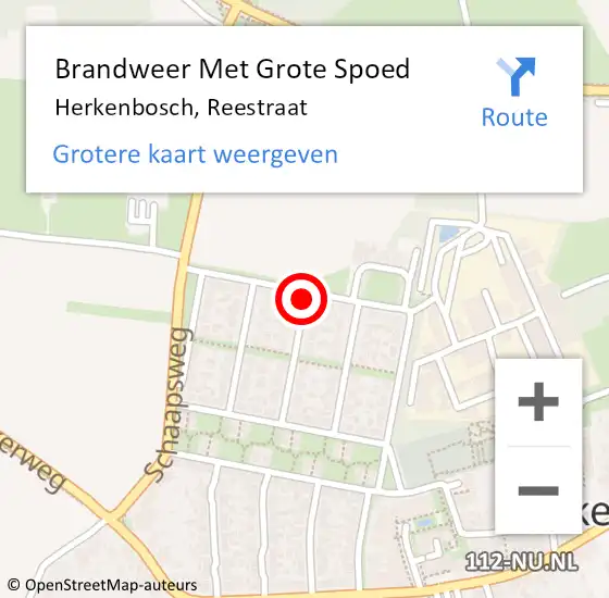 Locatie op kaart van de 112 melding: Brandweer Met Grote Spoed Naar Herkenbosch, Reestraat op 17 januari 2022 12:36