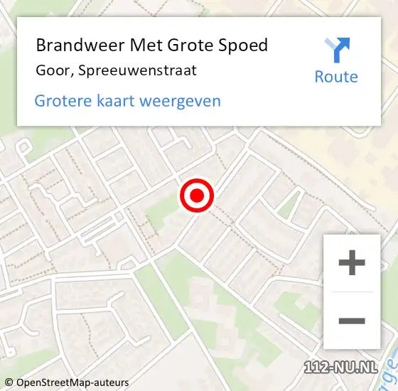 Locatie op kaart van de 112 melding: Brandweer Met Grote Spoed Naar Goor, Spreeuwenstraat op 17 januari 2022 12:46