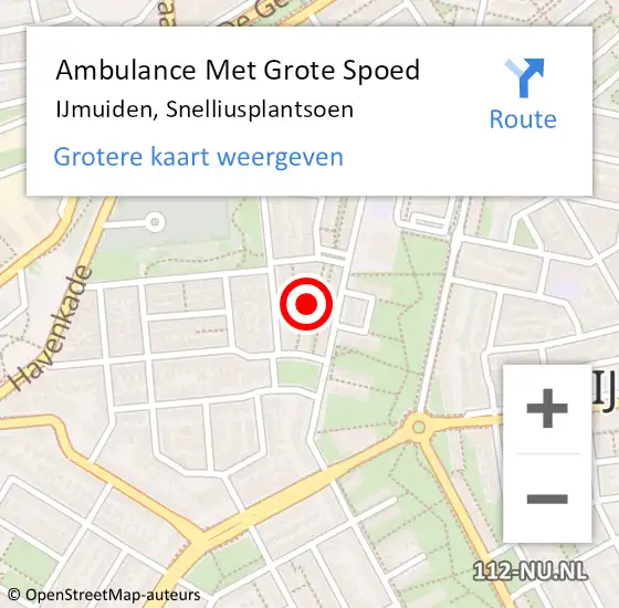 Locatie op kaart van de 112 melding: Ambulance Met Grote Spoed Naar IJmuiden, Snelliusplantsoen op 17 januari 2022 12:49