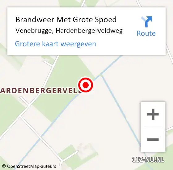 Locatie op kaart van de 112 melding: Brandweer Met Grote Spoed Naar Venebrugge, Hardenbergerveldweg op 17 januari 2022 12:59