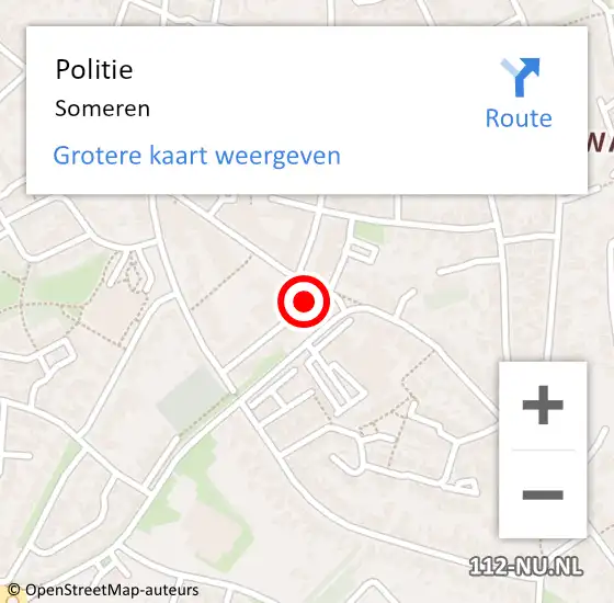 Locatie op kaart van de 112 melding: Politie Someren op 17 januari 2022 13:10