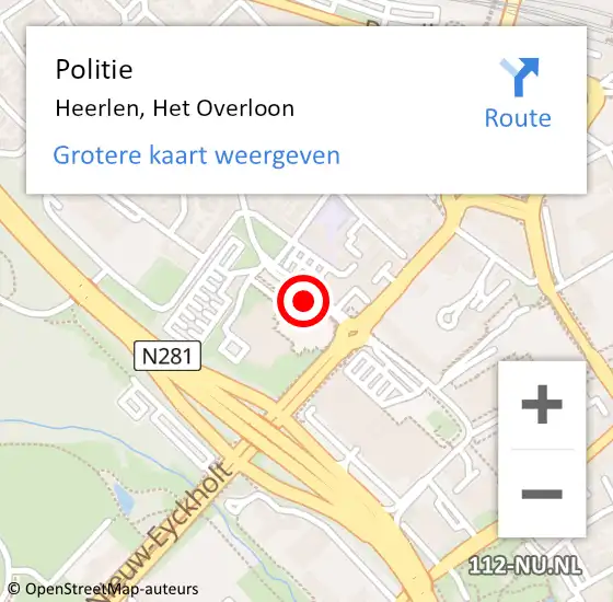 Locatie op kaart van de 112 melding: Politie Heerlen, Het Overloon op 17 januari 2022 13:16