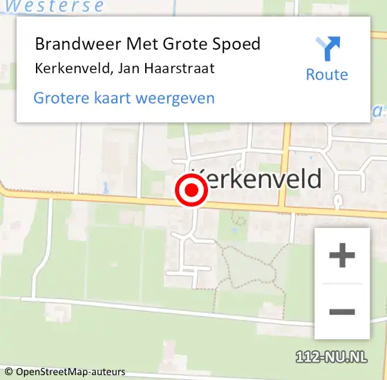 Locatie op kaart van de 112 melding: Brandweer Met Grote Spoed Naar Kerkenveld, Jan Haarstraat op 17 januari 2022 13:27