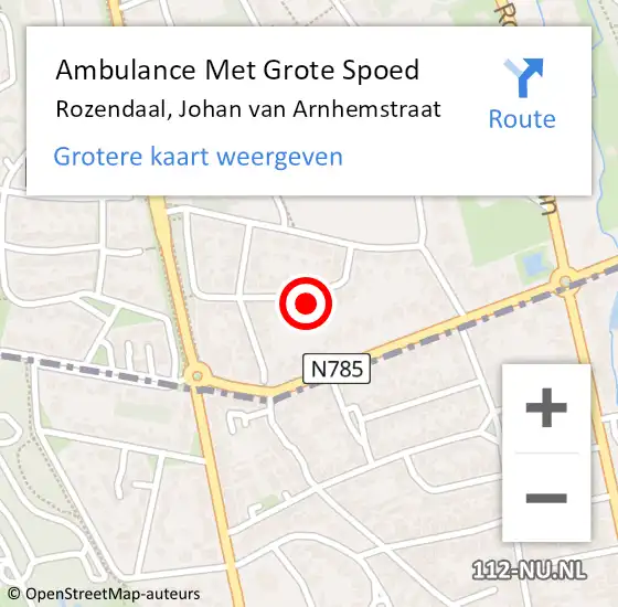 Locatie op kaart van de 112 melding: Ambulance Met Grote Spoed Naar Rozendaal, Johan van Arnhemstraat op 17 januari 2022 13:33