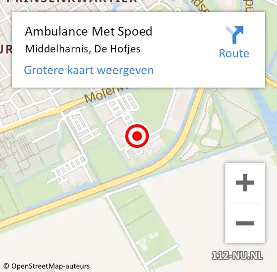 Locatie op kaart van de 112 melding: Ambulance Met Spoed Naar Middelharnis, De Hofjes op 17 januari 2022 13:51