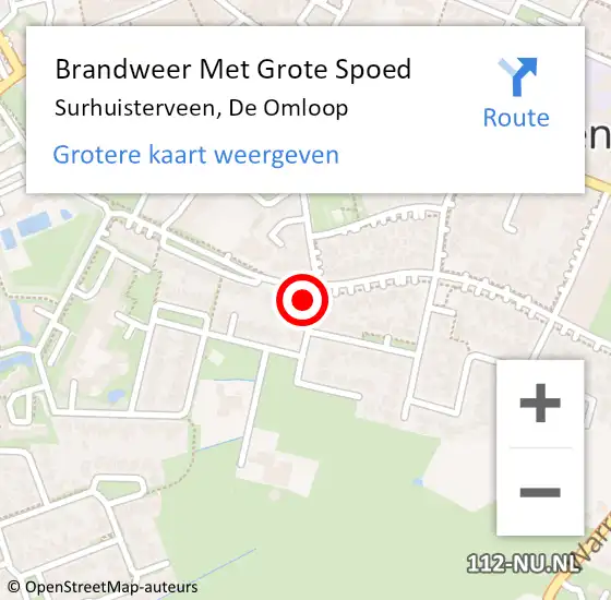 Locatie op kaart van de 112 melding: Brandweer Met Grote Spoed Naar Surhuisterveen, De Omloop op 17 januari 2022 14:03