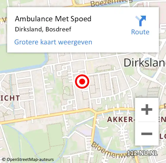 Locatie op kaart van de 112 melding: Ambulance Met Spoed Naar Dirksland, Bosdreef op 17 januari 2022 14:03
