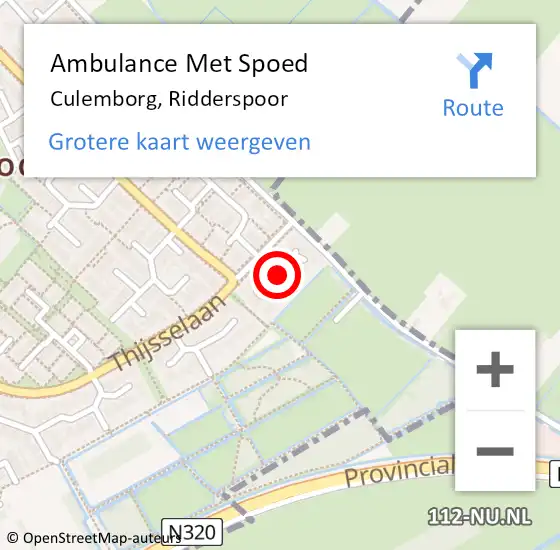 Locatie op kaart van de 112 melding: Ambulance Met Spoed Naar Culemborg, Ridderspoor op 17 januari 2022 14:06