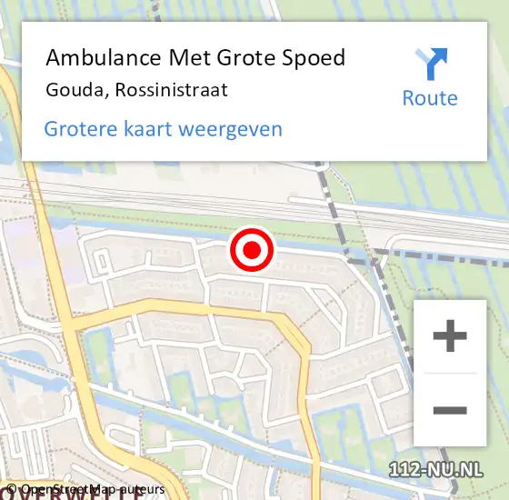 Locatie op kaart van de 112 melding: Ambulance Met Grote Spoed Naar Gouda, Rossinistraat op 17 januari 2022 14:42