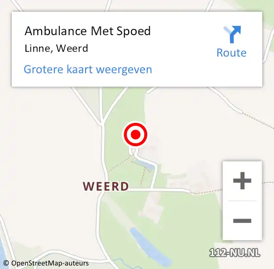 Locatie op kaart van de 112 melding: Ambulance Met Spoed Naar Linne, Weerd op 17 januari 2022 14:51