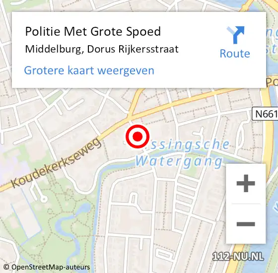 Locatie op kaart van de 112 melding: Politie Met Grote Spoed Naar Middelburg, Dorus Rijkersstraat op 17 januari 2022 15:23