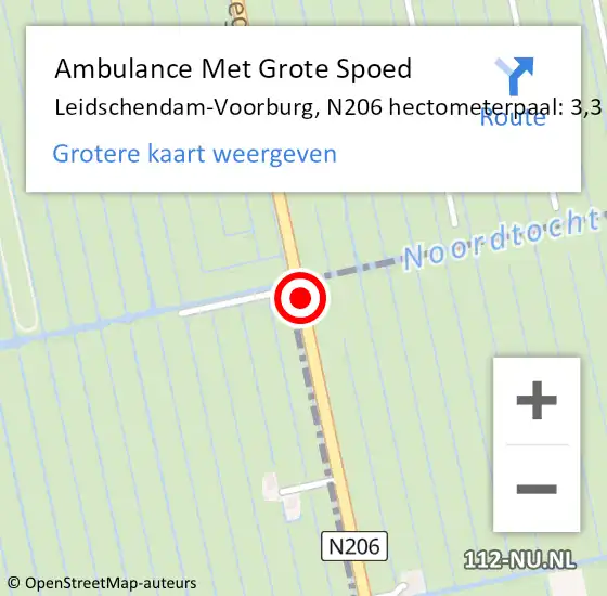 Locatie op kaart van de 112 melding: Ambulance Met Grote Spoed Naar Leidschendam-Voorburg, N206 hectometerpaal: 3,3 op 17 januari 2022 15:55