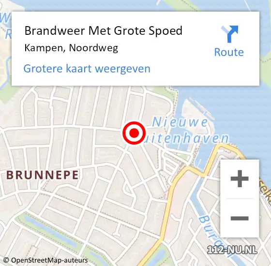 Locatie op kaart van de 112 melding: Brandweer Met Grote Spoed Naar Kampen, Noordweg op 17 januari 2022 16:09