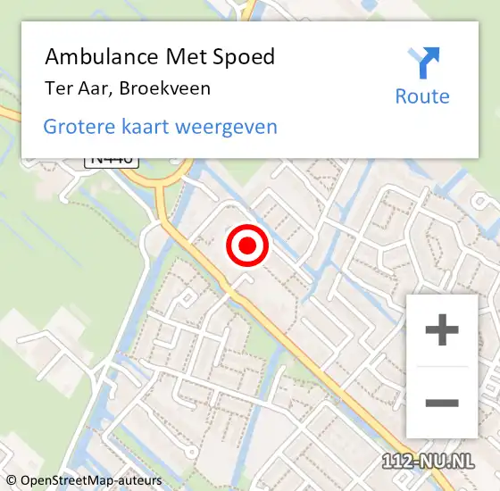 Locatie op kaart van de 112 melding: Ambulance Met Spoed Naar Ter Aar, Broekveen op 17 januari 2022 16:13