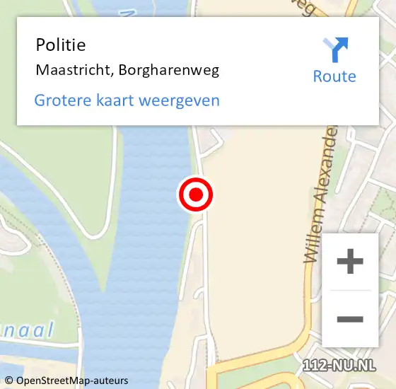 Locatie op kaart van de 112 melding: Politie Maastricht, Borgharenweg op 17 januari 2022 16:28