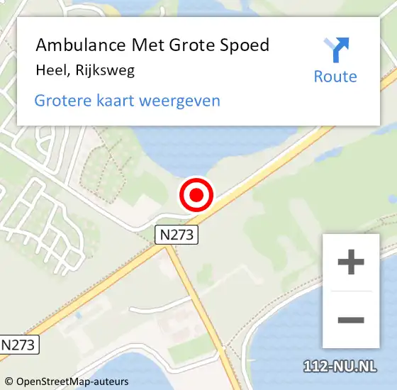 Locatie op kaart van de 112 melding: Ambulance Met Grote Spoed Naar Heel, Rijksweg op 17 januari 2022 16:28