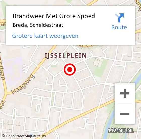 Locatie op kaart van de 112 melding: Brandweer Met Grote Spoed Naar Breda, Scheldestraat op 17 januari 2022 16:28