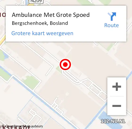 Locatie op kaart van de 112 melding: Ambulance Met Grote Spoed Naar Bergschenhoek, Bosland op 17 januari 2022 16:36