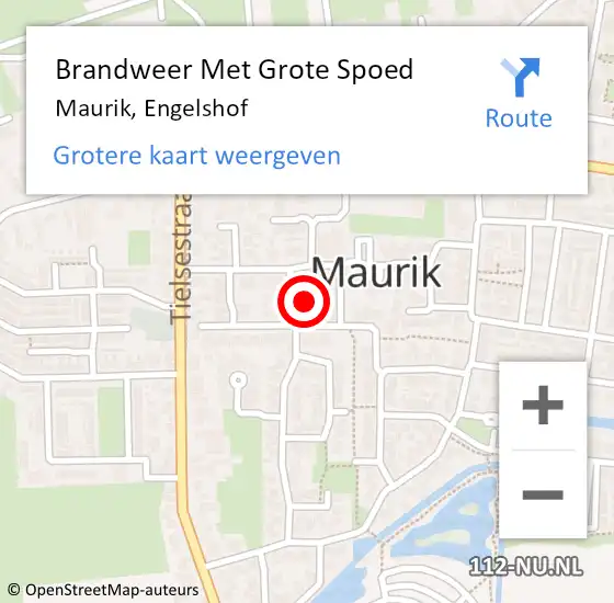 Locatie op kaart van de 112 melding: Brandweer Met Grote Spoed Naar Maurik, Engelshof op 5 juli 2014 15:00