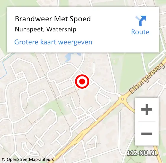 Locatie op kaart van de 112 melding: Brandweer Met Spoed Naar Nunspeet, Watersnip op 17 januari 2022 17:10