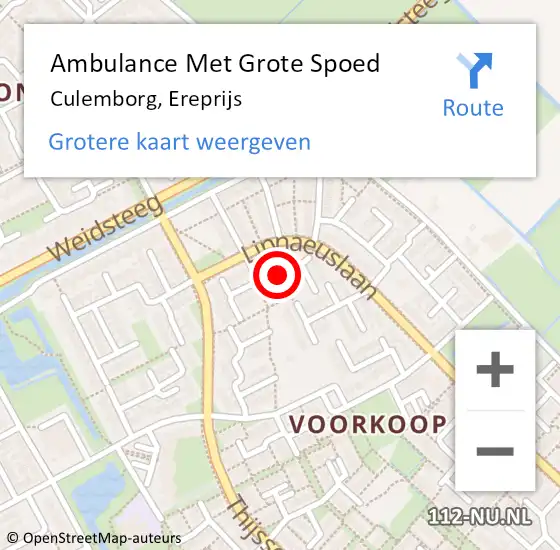 Locatie op kaart van de 112 melding: Ambulance Met Grote Spoed Naar Culemborg, Ereprijs op 17 januari 2022 17:11