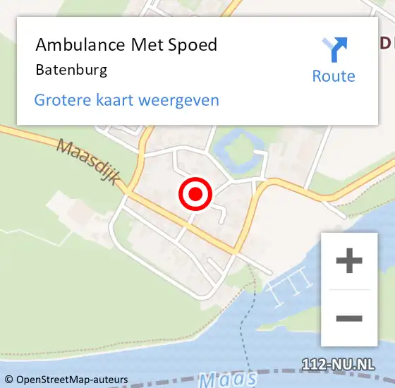 Locatie op kaart van de 112 melding: Ambulance Met Spoed Naar Batenburg op 17 januari 2022 17:12