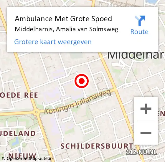 Locatie op kaart van de 112 melding: Ambulance Met Grote Spoed Naar Middelharnis, Amalia van Solmsweg op 17 januari 2022 17:23