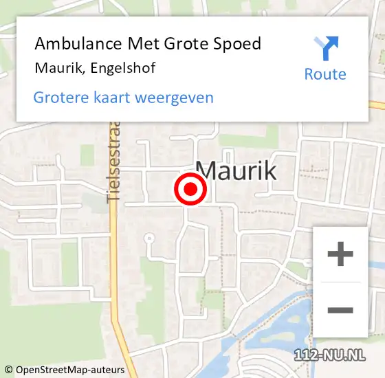 Locatie op kaart van de 112 melding: Ambulance Met Grote Spoed Naar Maurik, Engelshof op 5 juli 2014 15:02