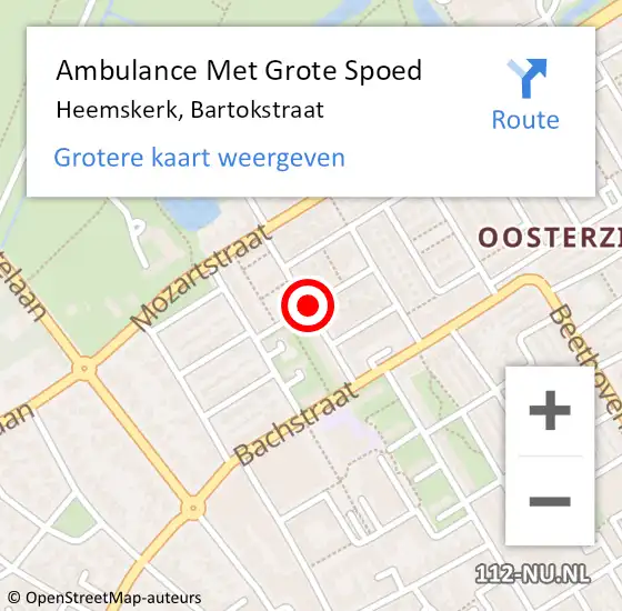 Locatie op kaart van de 112 melding: Ambulance Met Grote Spoed Naar Heemskerk, Bartokstraat op 17 januari 2022 18:02