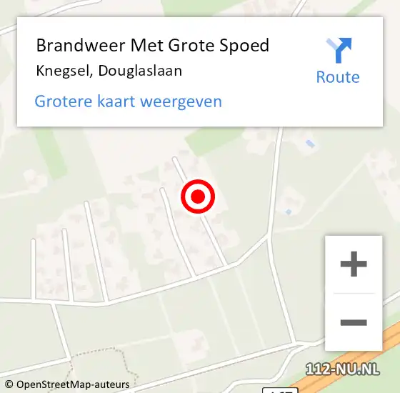 Locatie op kaart van de 112 melding: Brandweer Met Grote Spoed Naar Knegsel, Douglaslaan op 17 januari 2022 18:07