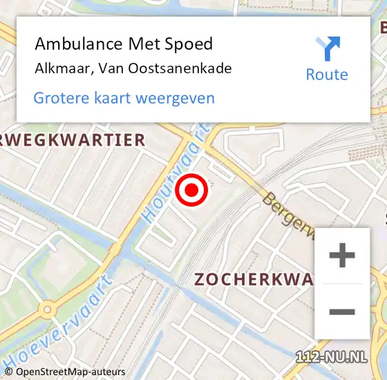 Locatie op kaart van de 112 melding: Ambulance Met Spoed Naar Alkmaar, Van Oostsanenkade op 17 januari 2022 18:18