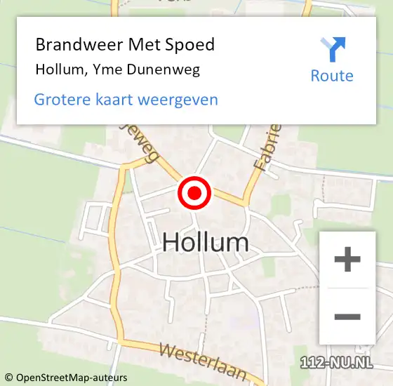 Locatie op kaart van de 112 melding: Brandweer Met Spoed Naar Hollum, Yme Dunenweg op 17 januari 2022 18:58