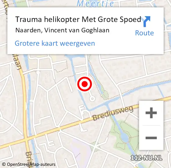 Locatie op kaart van de 112 melding: Trauma helikopter Met Grote Spoed Naar Naarden, Vincent van Goghlaan op 17 januari 2022 19:15