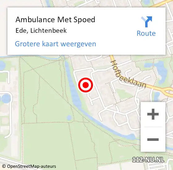 Locatie op kaart van de 112 melding: Ambulance Met Spoed Naar Ede, Lichtenbeek op 17 januari 2022 19:16