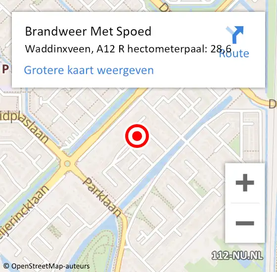 Locatie op kaart van de 112 melding: Brandweer Met Spoed Naar Waddinxveen, A12 L hectometerpaal: 28,5 op 5 juli 2014 15:08