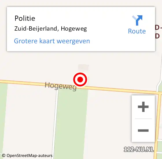 Locatie op kaart van de 112 melding: Politie Zuid-Beijerland, Hogeweg op 17 januari 2022 20:06