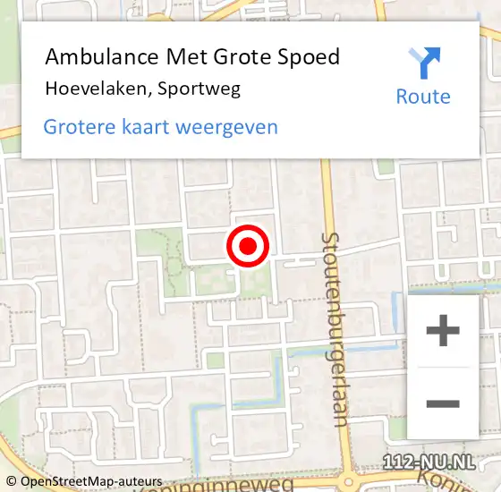 Locatie op kaart van de 112 melding: Ambulance Met Grote Spoed Naar Hoevelaken, Sportweg op 17 januari 2022 21:03