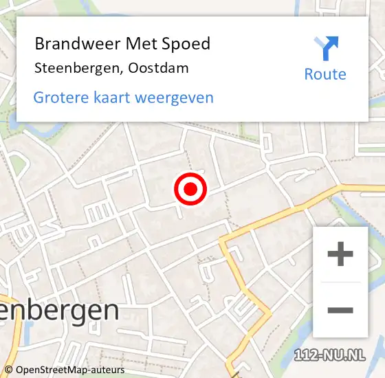 Locatie op kaart van de 112 melding: Brandweer Met Spoed Naar Steenbergen, Oostdam op 17 januari 2022 21:58