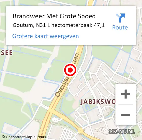 Locatie op kaart van de 112 melding: Brandweer Met Grote Spoed Naar Goutum, N31 R hectometerpaal: 45,8 op 5 juli 2014 15:18
