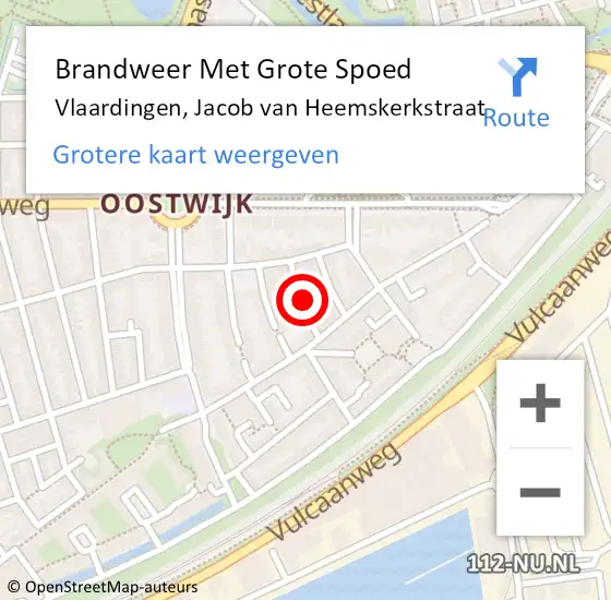 Locatie op kaart van de 112 melding: Brandweer Met Grote Spoed Naar Vlaardingen, Jacob van Heemskerkstraat op 17 januari 2022 23:51